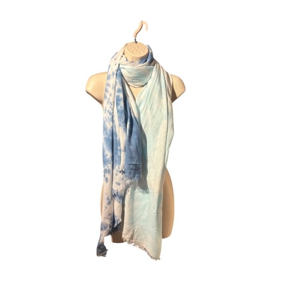 Steve Madden Two-Tone Tie-Dyed Scarf, OS, Blue - Picture 6 of 11